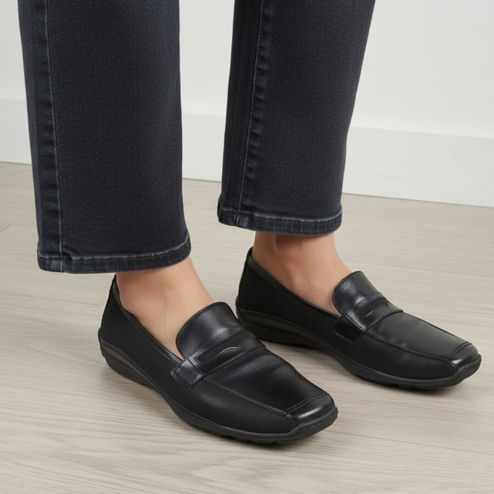 Sesto Meucci Italy Women's Black Leather Loafers 8M EUC